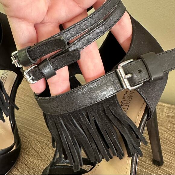 Giambattista Valli Revolve Leather Suede Fringe Ankle Strap Heels 6.5 Mobwife - Picture 10 of 15